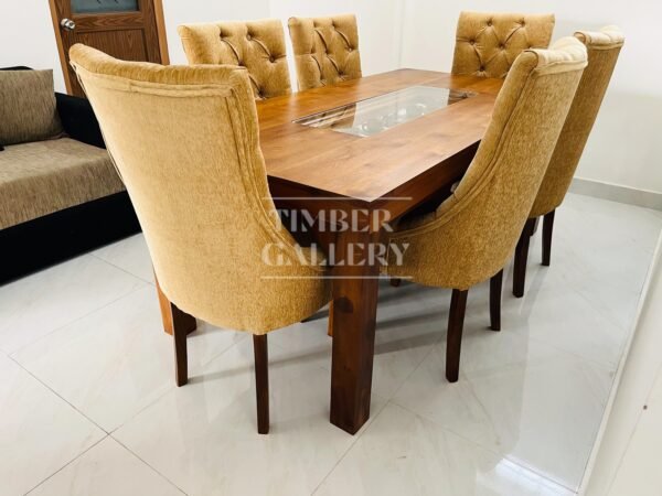 Teak Dining Table with Teak Full Cushion Diamond Chairs