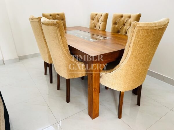 Teak Dining Table with Teak Full Cushion Diamond Chairs