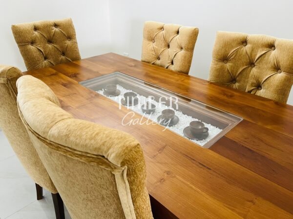 Teak Dining Table with Teak Full Cushion Diamond Chairs