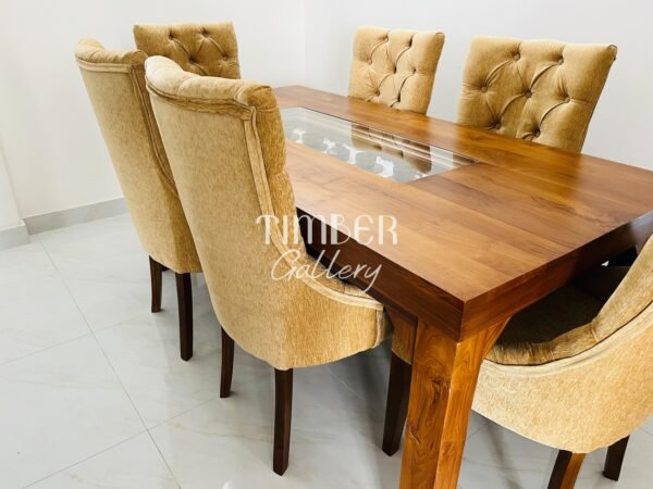 Teak Dining Table with Teak Full Cushion Diamond Chairs