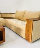 L Sofa with with teak wooden arms