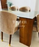 Teak I Table with tempered glass top and B cushion chairs