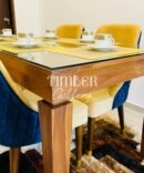 Teak dining set with cushion chairs