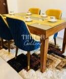Teak dining set with cushion chairs