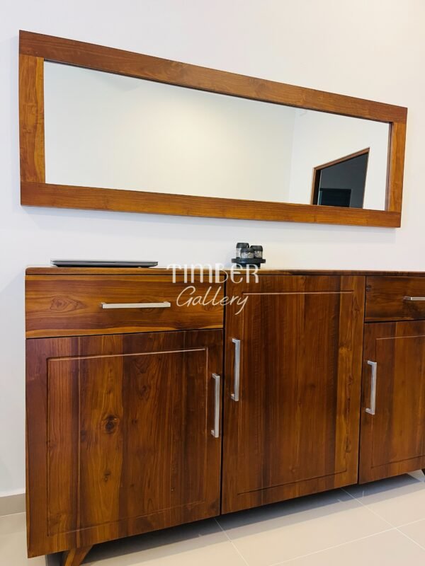 Teak Modern Console with Mirror