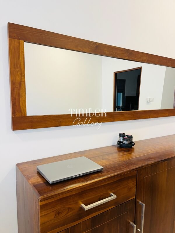 Teak Modern Console with Mirror
