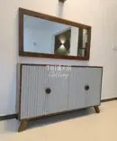 Modern Teak Mirror Console Table