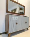 Modern Teak Mirror Console Table