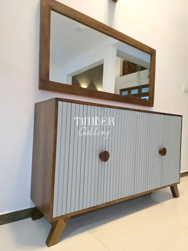 Modern Teak Mirror Console Table