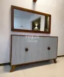 Modern Teak Mirror Console Table