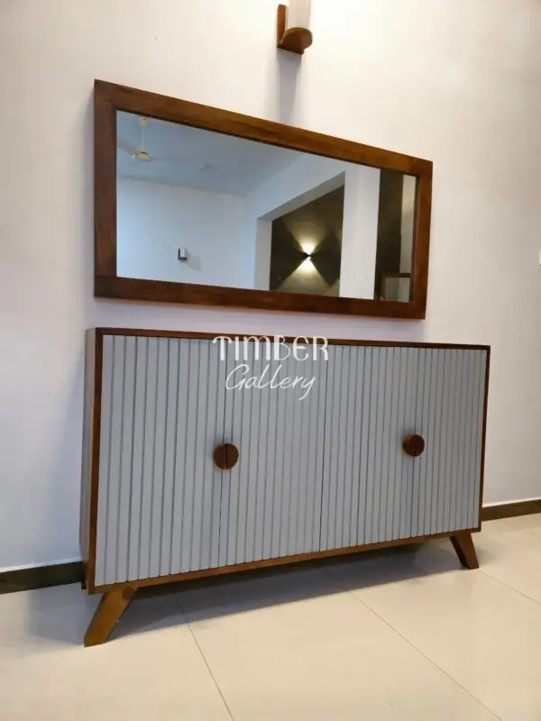 Modern Teak Mirror Console Table