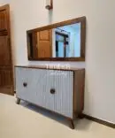 Modern Teak Mirror Console Table
