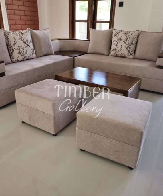 Designed arm L sofa set