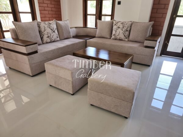 Designed arm L sofa set