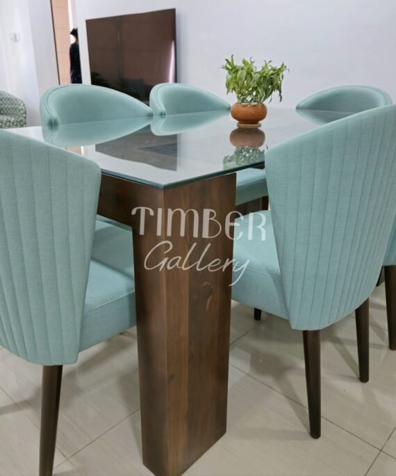 Teak Dining set with seashell cushion chairs