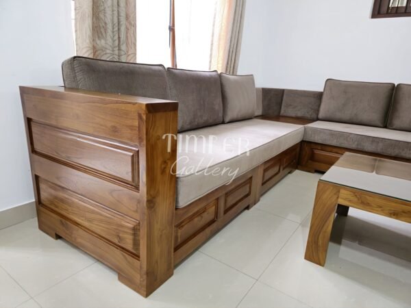 Teak L Shaped Sofa with Coffee table
