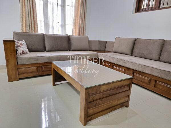 Teak L Shaped Sofa with Coffee table