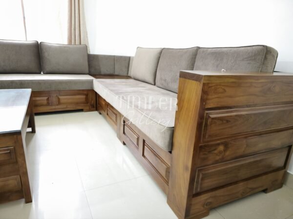 Teak L Shaped Sofa with Coffee table