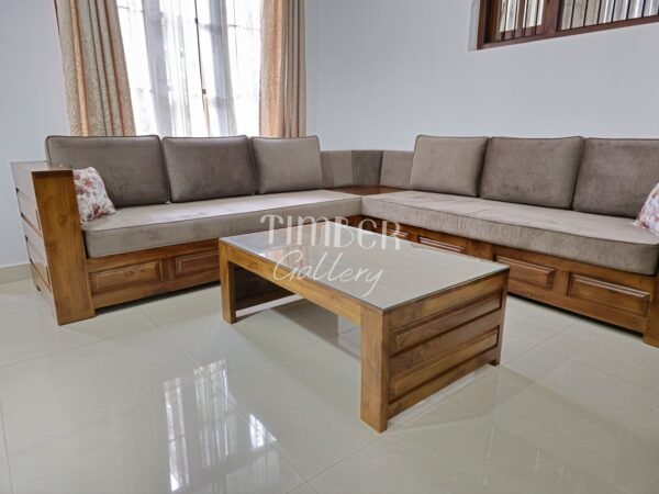 Teak L Shaped Sofa with Coffee table