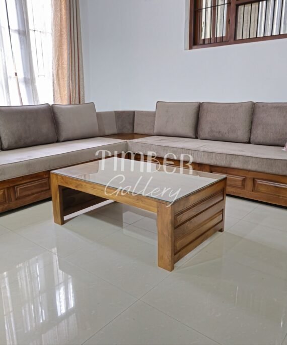 Teak L Shaped Sofa with Coffee table