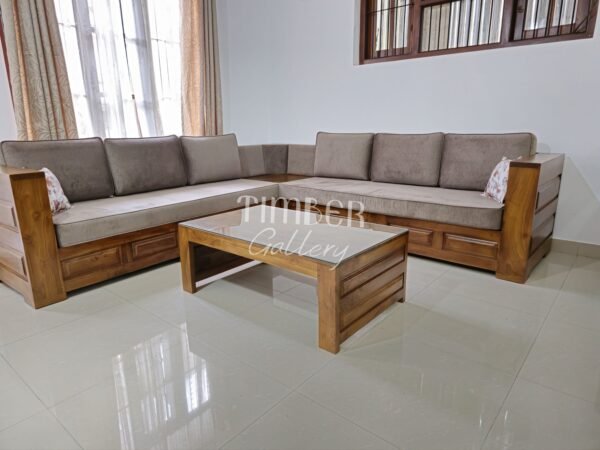 Teak L Shaped Sofa with Coffee table