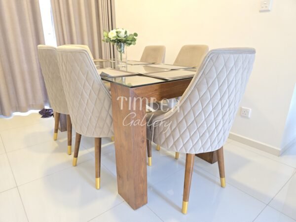 Teak Dining set with Back Diamond chairs