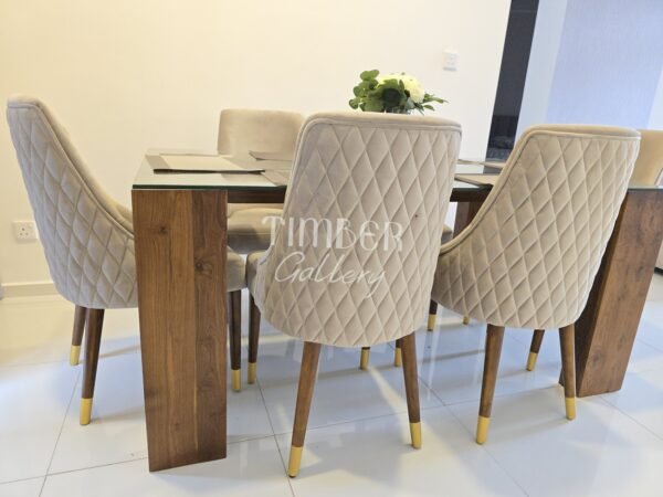 Teak Dining set with Back Diamond chairs