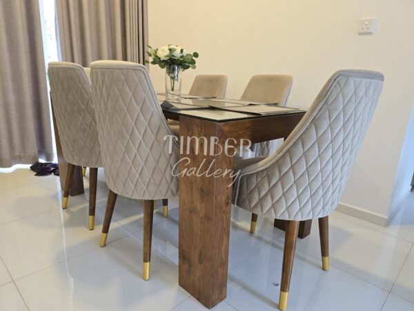 Teak Dining set with Back Diamond chairs