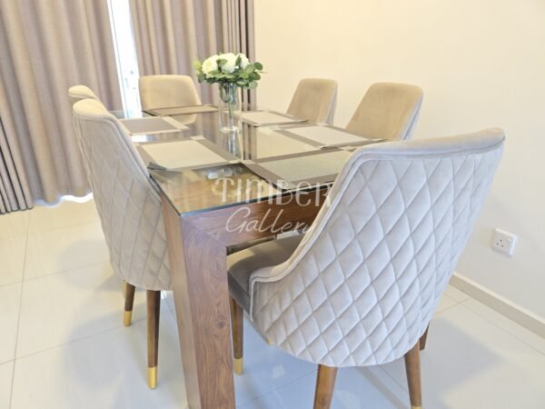 Teak Dining set with Back Diamond chairs