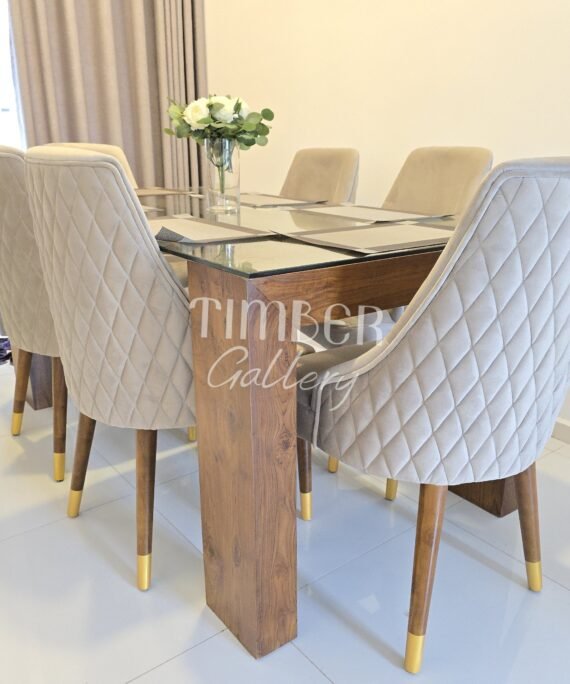 Teak Dining set with Back Diamond chairs