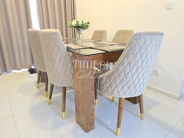 Teak Dining set with Back Diamond chairs