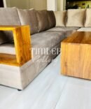 Boxed arm L shaped sofa set