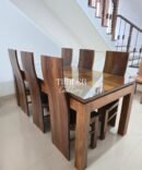 Teak dining set with glass top