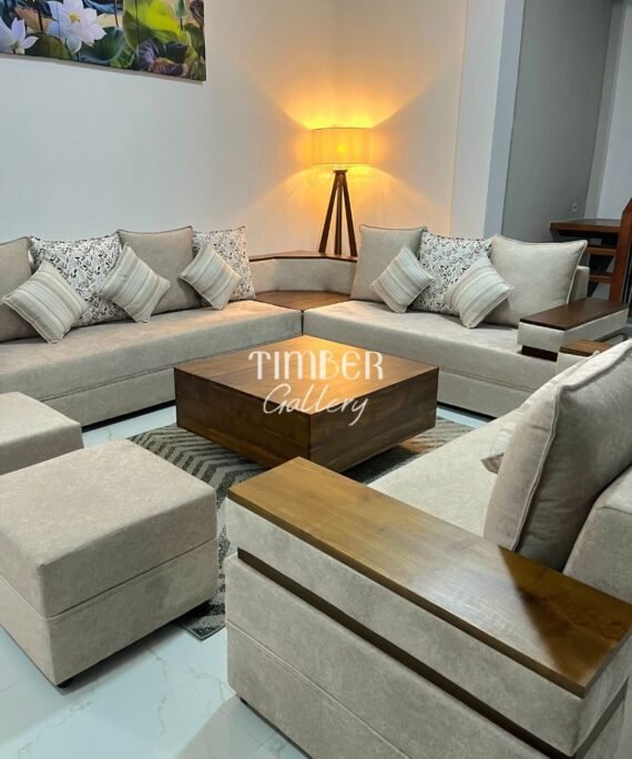 Designed arm L sofa set